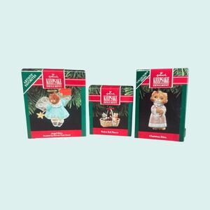 Lot 3 Hallmark Keepsake Cat Ornaments Angel Kitty Christmas Kitty Basket Bell